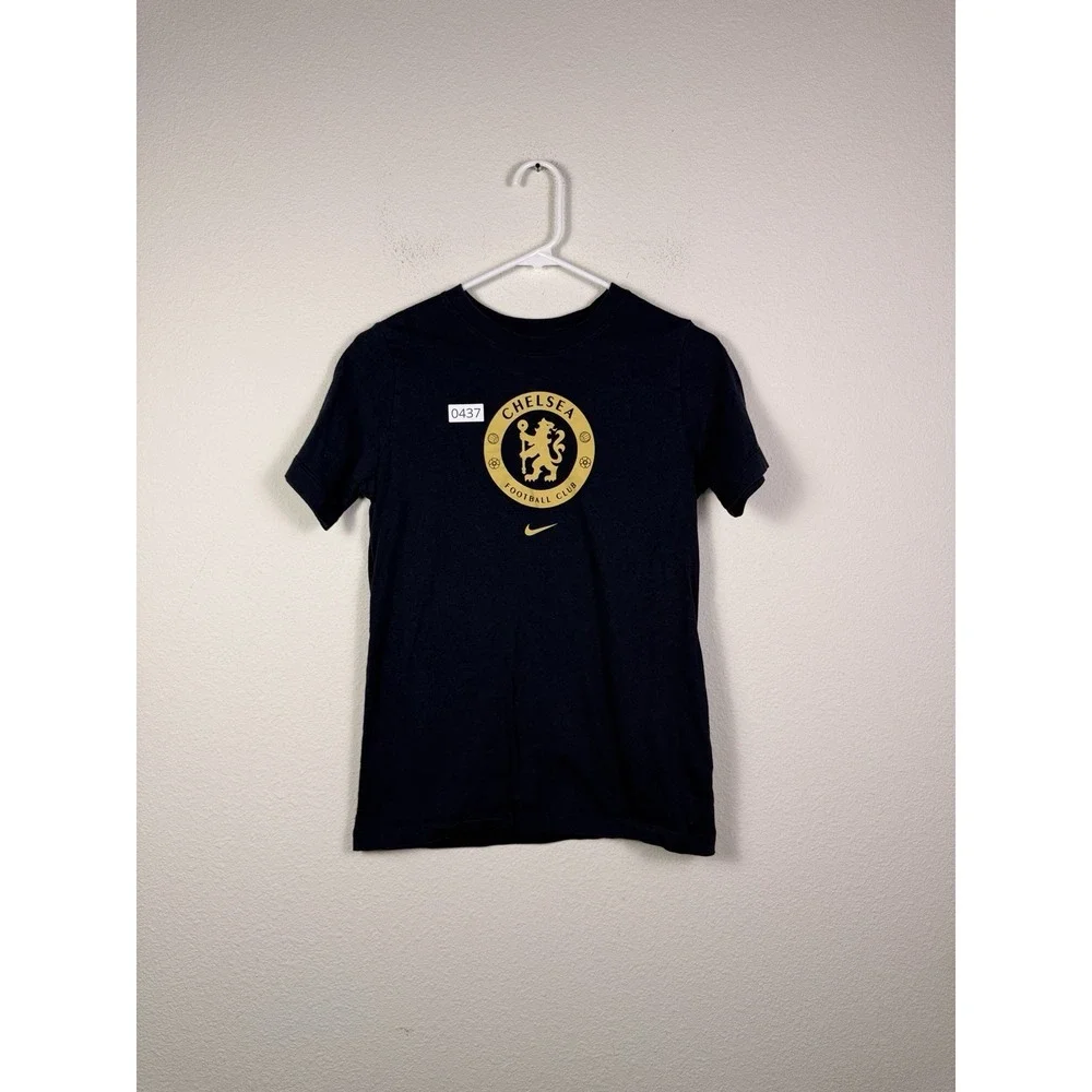 Nike Chelsea FC Football Club Black T-Shirt Boys Sz L Center Swoosh Soccer